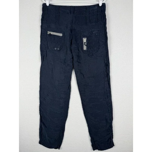 Johnny‎ Was Marika Cupro Pants Unisex 2 Cargo Utility Pockets Lightweight PG2160 - Picture 2 of 14